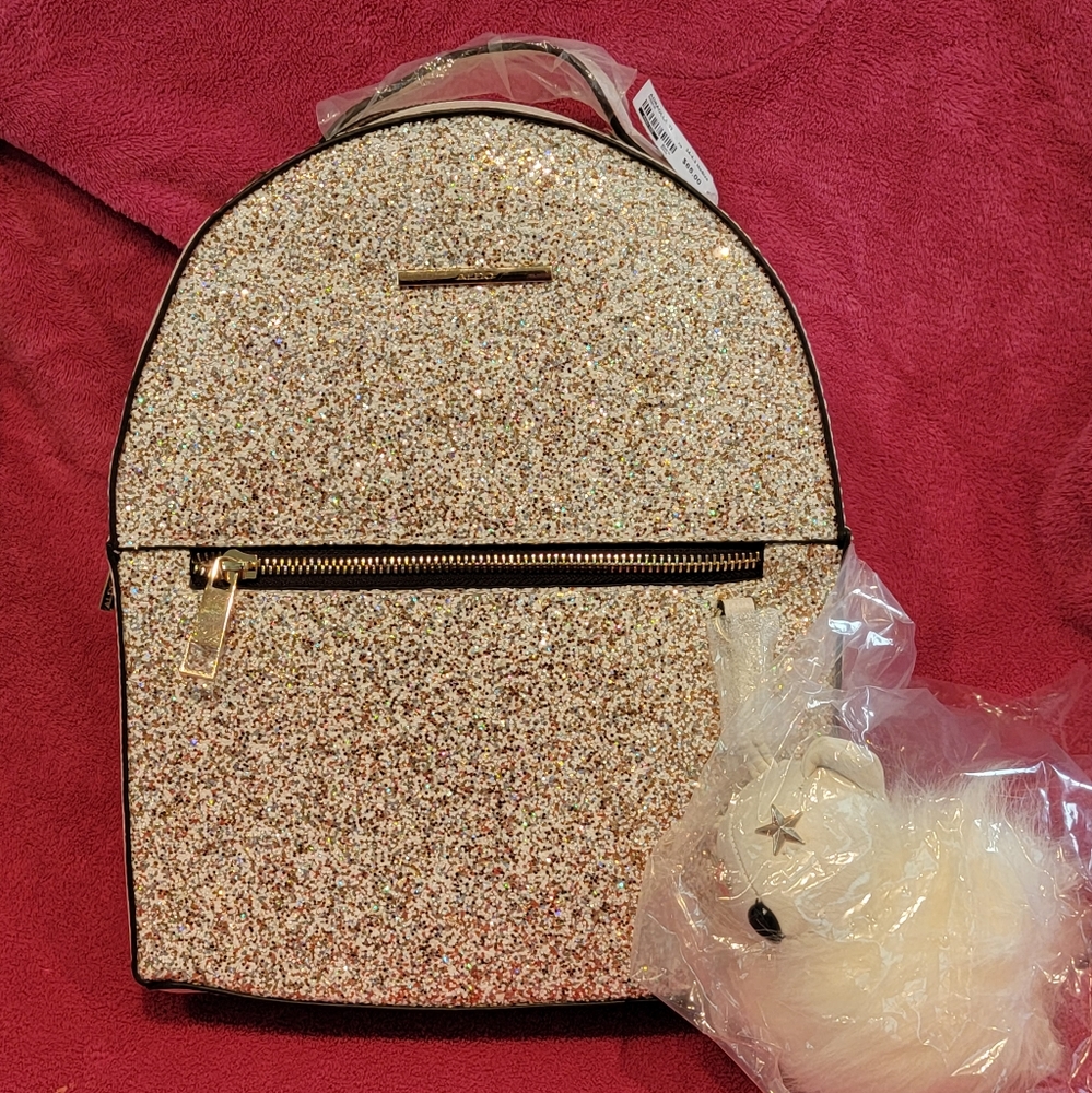 Glitter Off White Purse Backpack